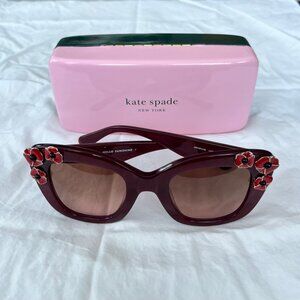 Kate Spade Hello Sunshine Sunglasses - Deep Red with Bright Red Flowers